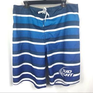 Bud Light Logo Striped Board Shorts Swim Trunks